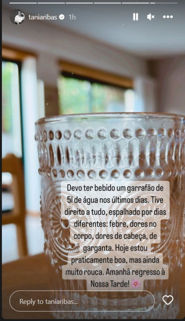 Doente, Tânia Ribas de Oliveira desabafa: "Tive direito a tudo"