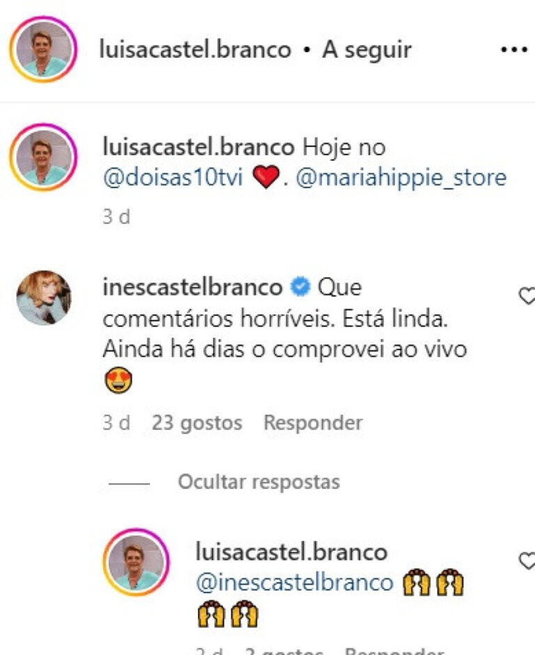 Inês Castel-Branco elogia mãe após "comentários horríveis"
