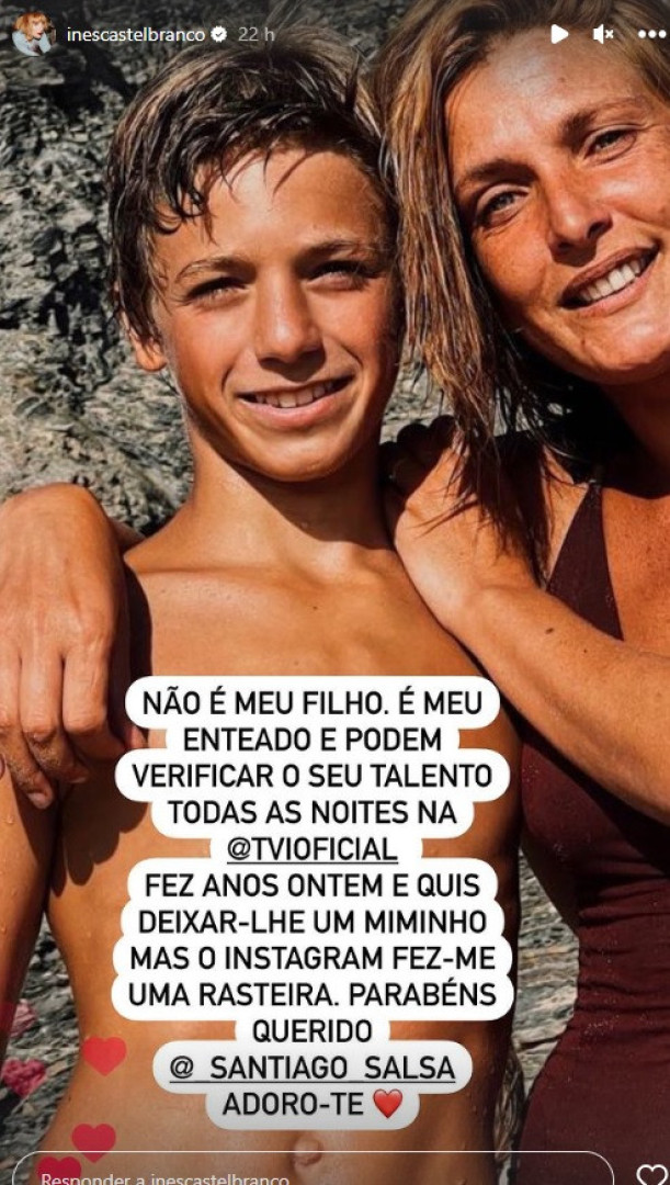 Inês Castel-Branco posa com o "enteado" e deixa-lhe carinhosa mensagem