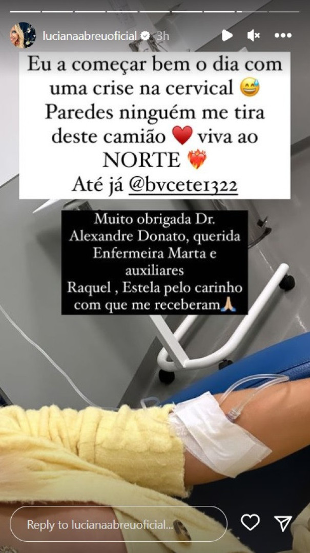 Luciana Abreu apanha susto antes de programa e mostra-se no hospital
