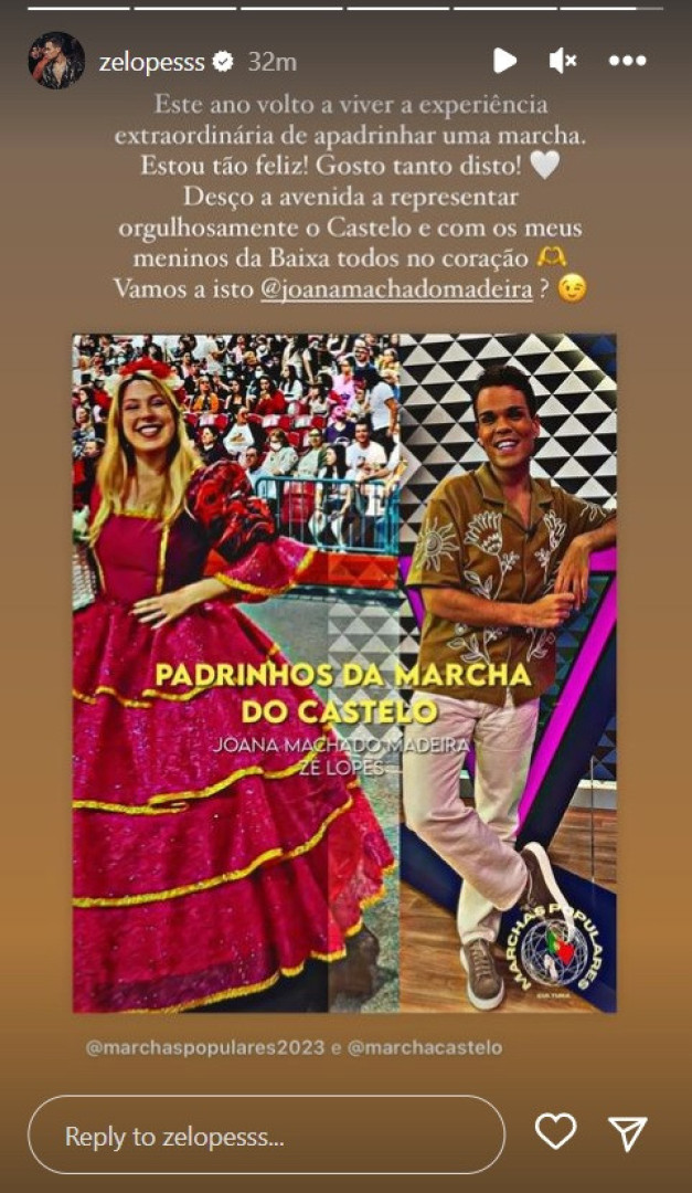 Zé Lopes apadrinha marcha: "Estou tão feliz! Gosto tanto disto"