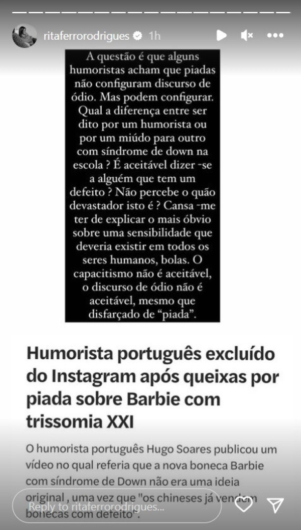 "Discurso de ódio não é aceitável, mesmo que disfarçado de 'piada'"
