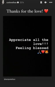 Filha de Jamie Foxx manifesta-se após mensagem do ator