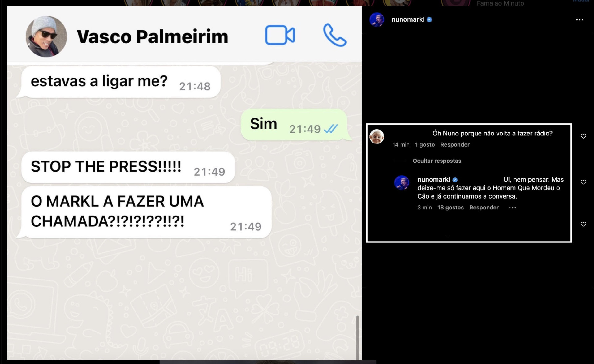 Nuno Markl responde a fã desatento: "Ui, nem pensar"
