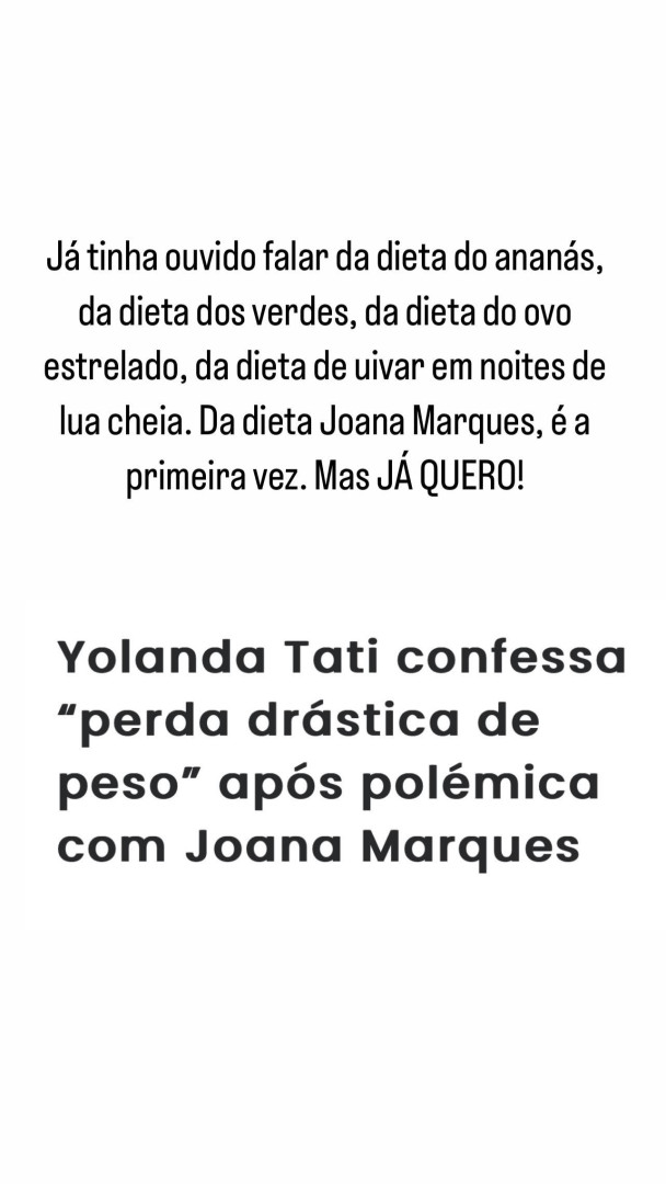 Pipoca faz piada com perda de peso de Yolanda Tati. "Dieta Joana Marques"
