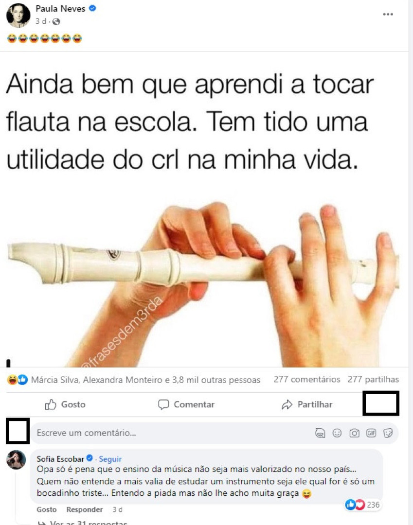 Sofia Escobar para Paula Neves após piada: "Não acho muita graça"