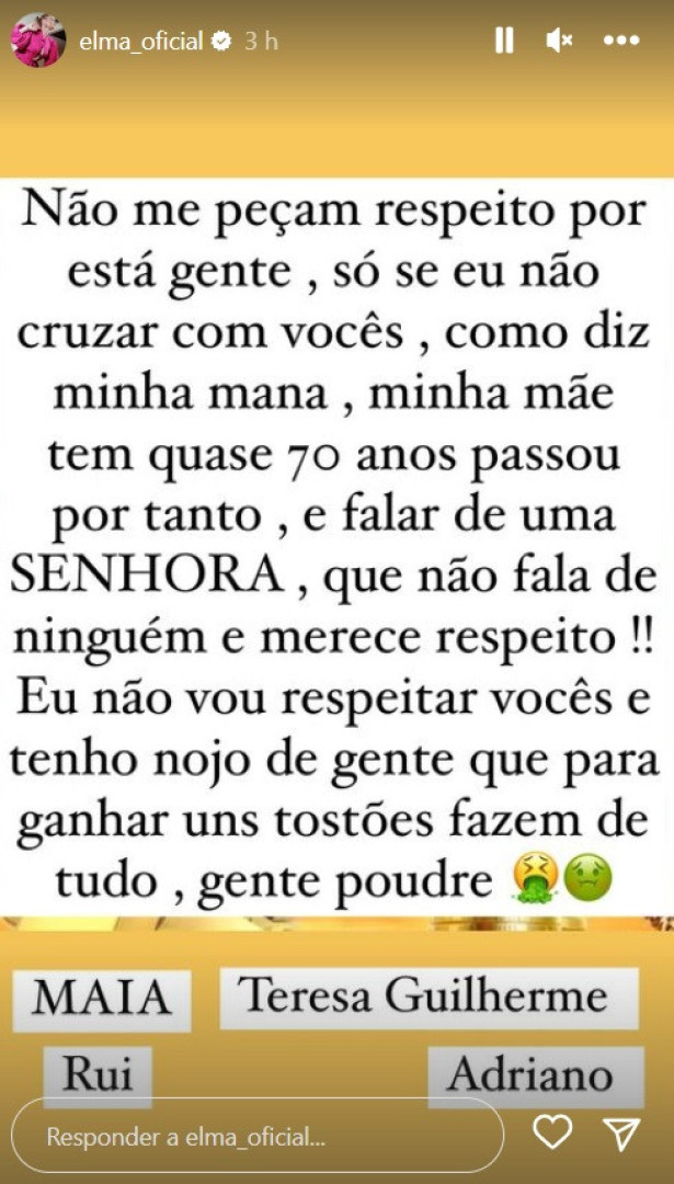 "Tenho nojo de gente que para ganhar tostões faz de tudo"