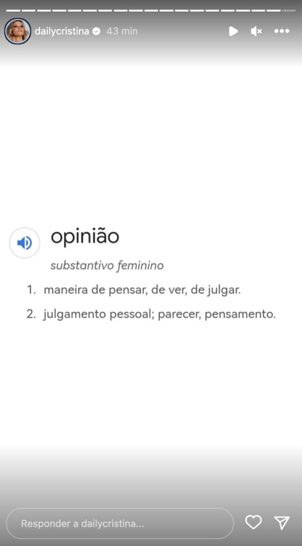 Cristina Ferreira explica diferença entre "personalidade" e "opinião"