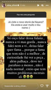 Elma Aveiro diz que nunca falou com Cláudia Nayara: "Problemas mentais"