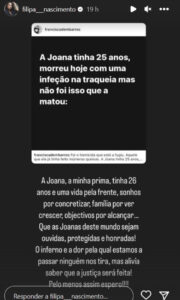 Filipa Nascimento chora morte de prima que foi "esfaqueada"