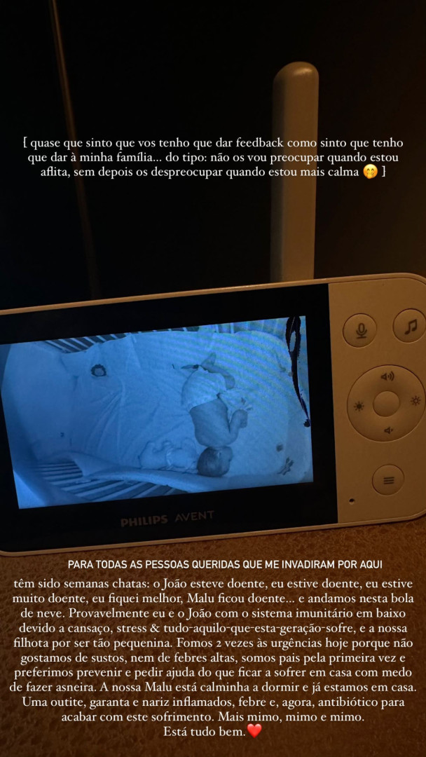 Inês Gutierrez e Montez vão com filha às urgências 2 vezes no mesmo dia