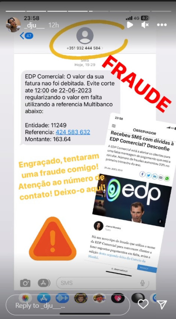 Irmã de Rita Pereira alerta para tentativa de fraude em nome da EDP