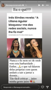 Liliana Aguiar nega acusação de Inês Simões e deixa indireta