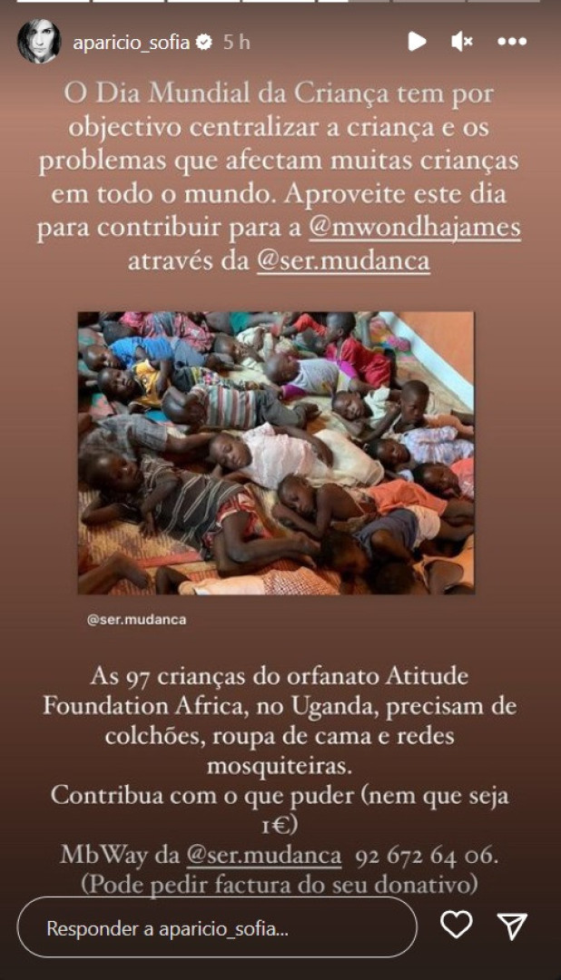 No Dia da Criança, Sofia Aparício partilha apelo solidário