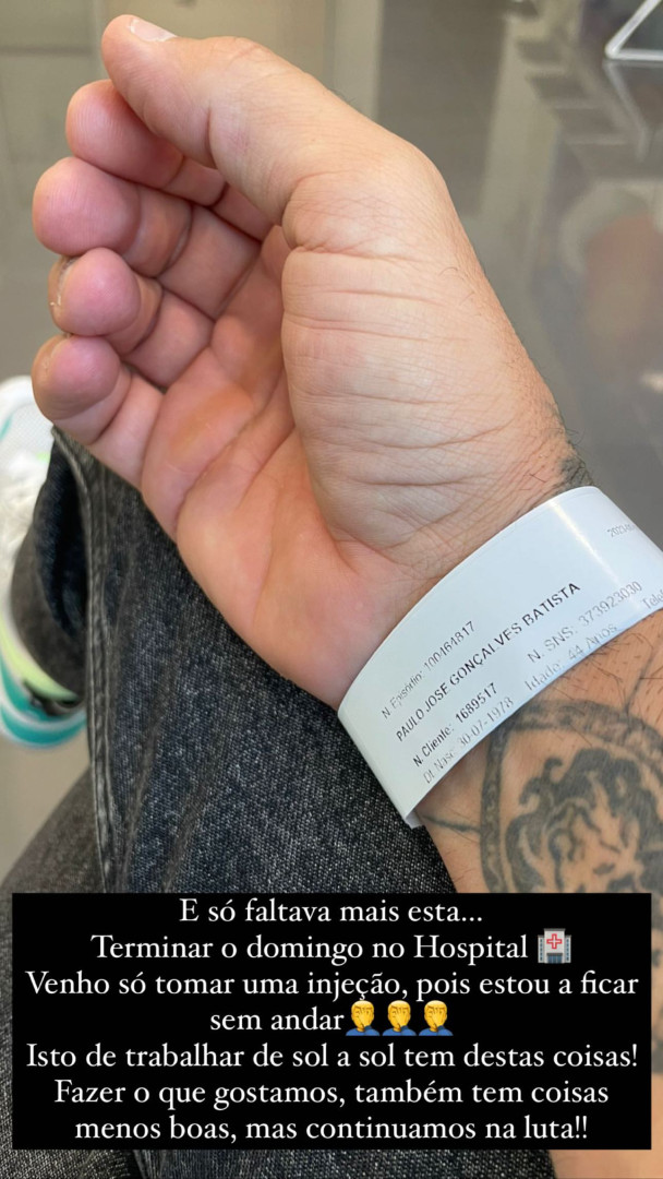 Paulo Battista no hospital. "Estou a ficar sem andar"