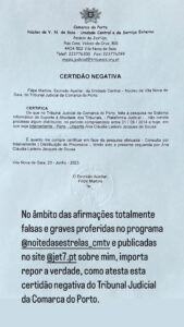 Penhorada Cláudia Jacques "repõe a verdade" com documentos do tribunal