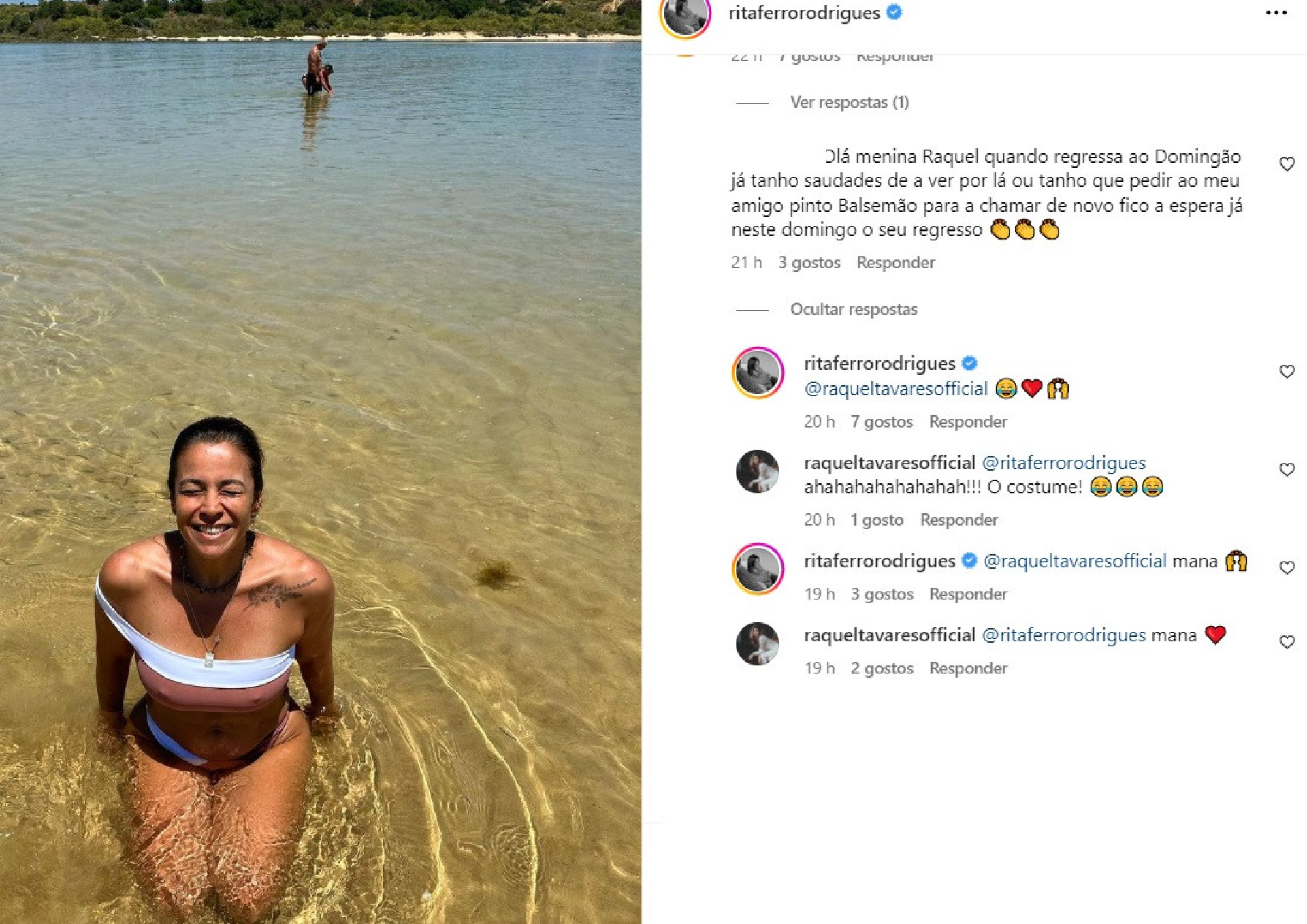 Seguidor confunde Rita Ferro Rodrigues com Raquel Tavares