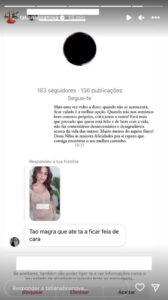 "Tão magra que até está a ficar feia de cara". Tatiana Boa Nova responde