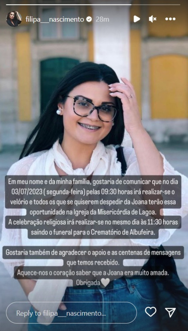 Violência doméstica. Filipa Nascimento revela data de funeral da prima