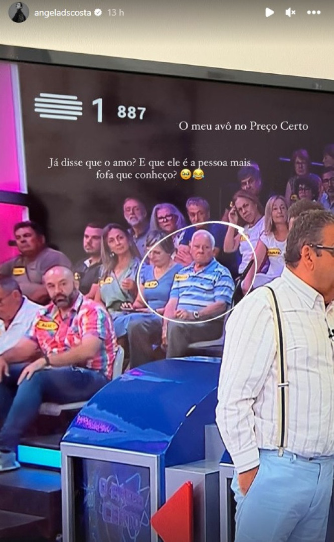 Angie Costa mostra avô n'O Preço Certo'. "A pessoas mais fofa"