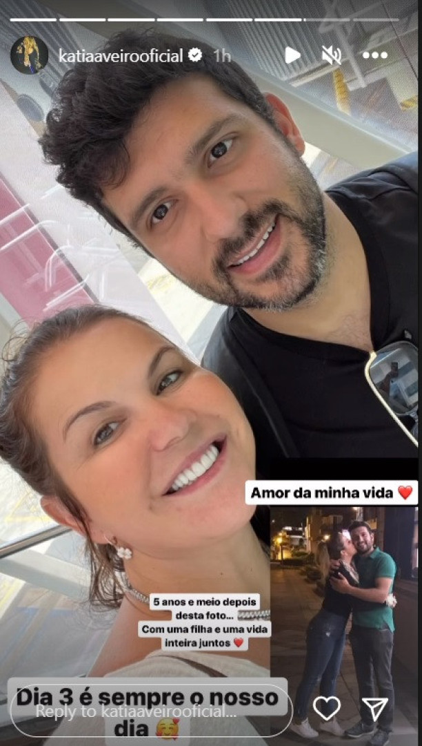 Katia Aveiro recorda início da relação: "Uma vida inteira juntos"
