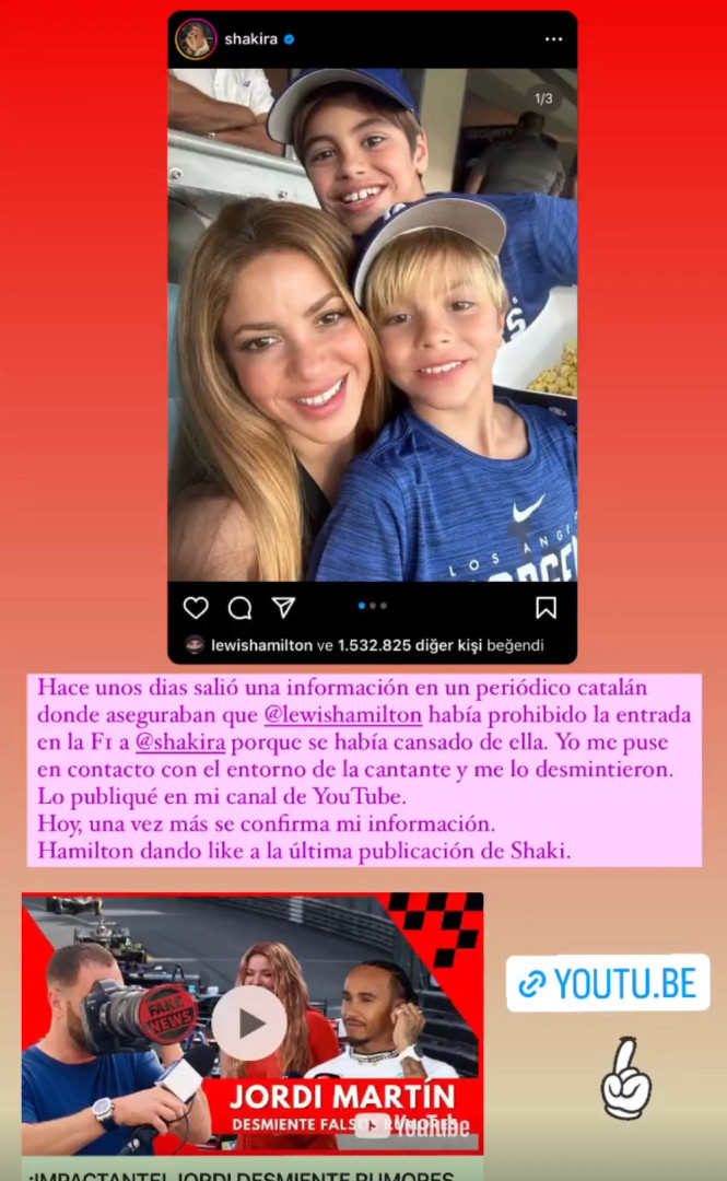 Lewis Hamilton decidiu afastar-se de Shakira Eis toda a verdade