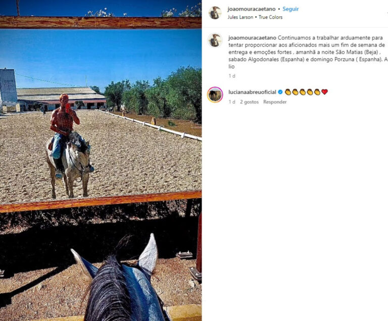 Luciana Abreu comenta fotografia de João Moura Caetano