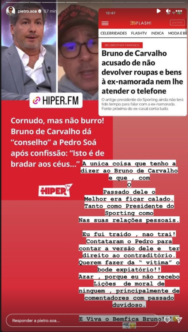 Pedro Soá responde indignado a Bruno de Carvalho: "Passado duvidoso"