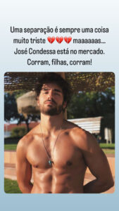 'Pipoca' reage ao fim do namoro de José Condessa: "Filhas, corram"