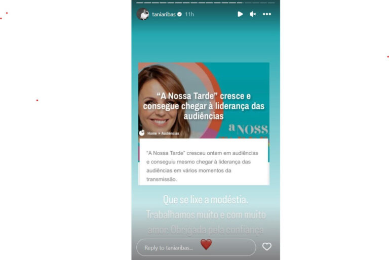 Tânia Ribas celebra vitória nas audiências: "Que se lixe a modéstia"