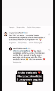 Tony Carreira envia mensagem a Sandrina Pratas após nascimento da filha