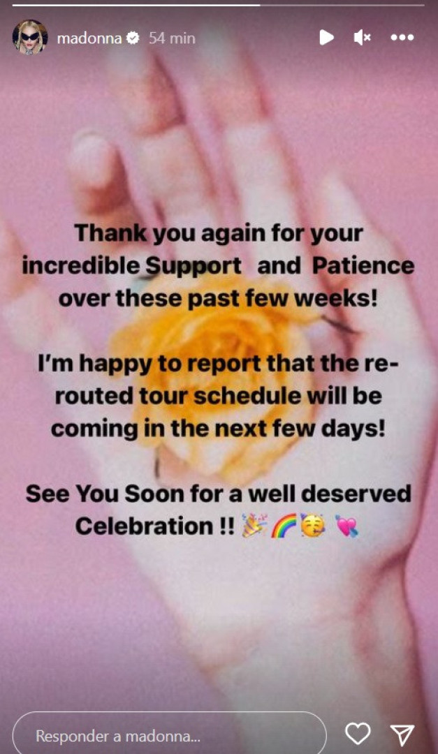 "A programação da digressão chegará nos próximos dias", promete Madonna