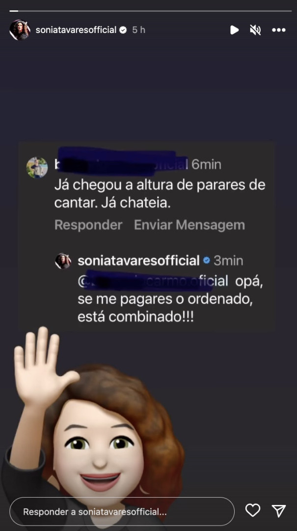 "Chegou a altura de parares de cantar". Sónia Tavares responde a crítica