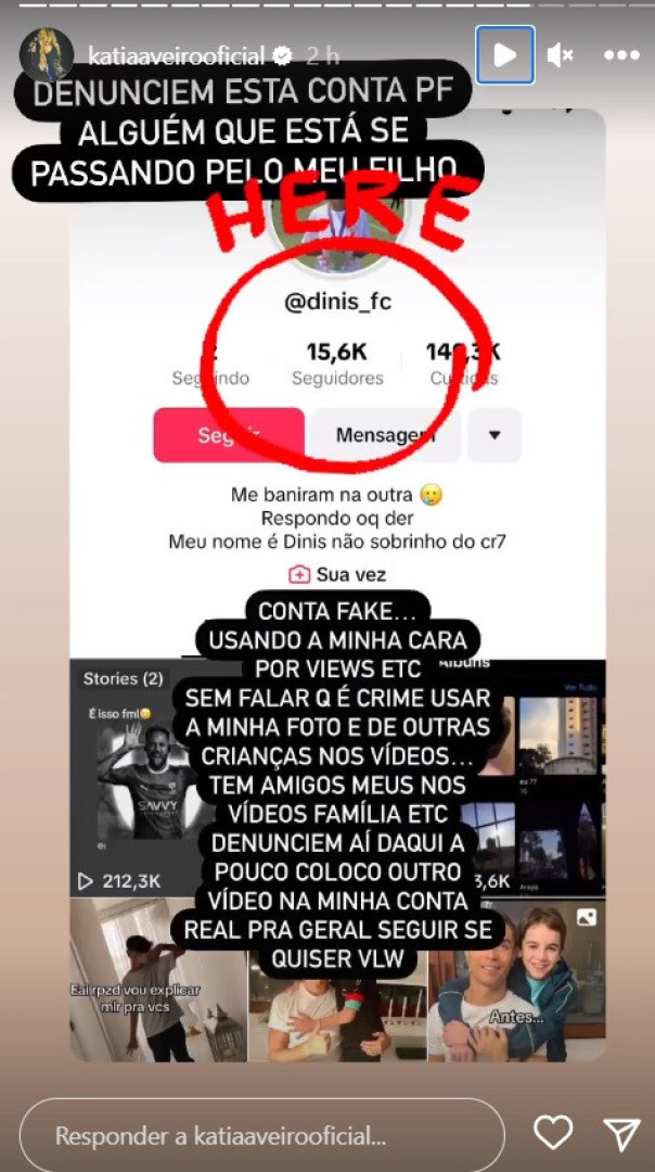 "Denunciem. Alguém que se está a fazer passar pelo meu filho"