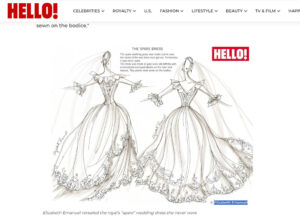 Estilista mostra desenho de vestido de noiva 'secreto' da princesa Diana