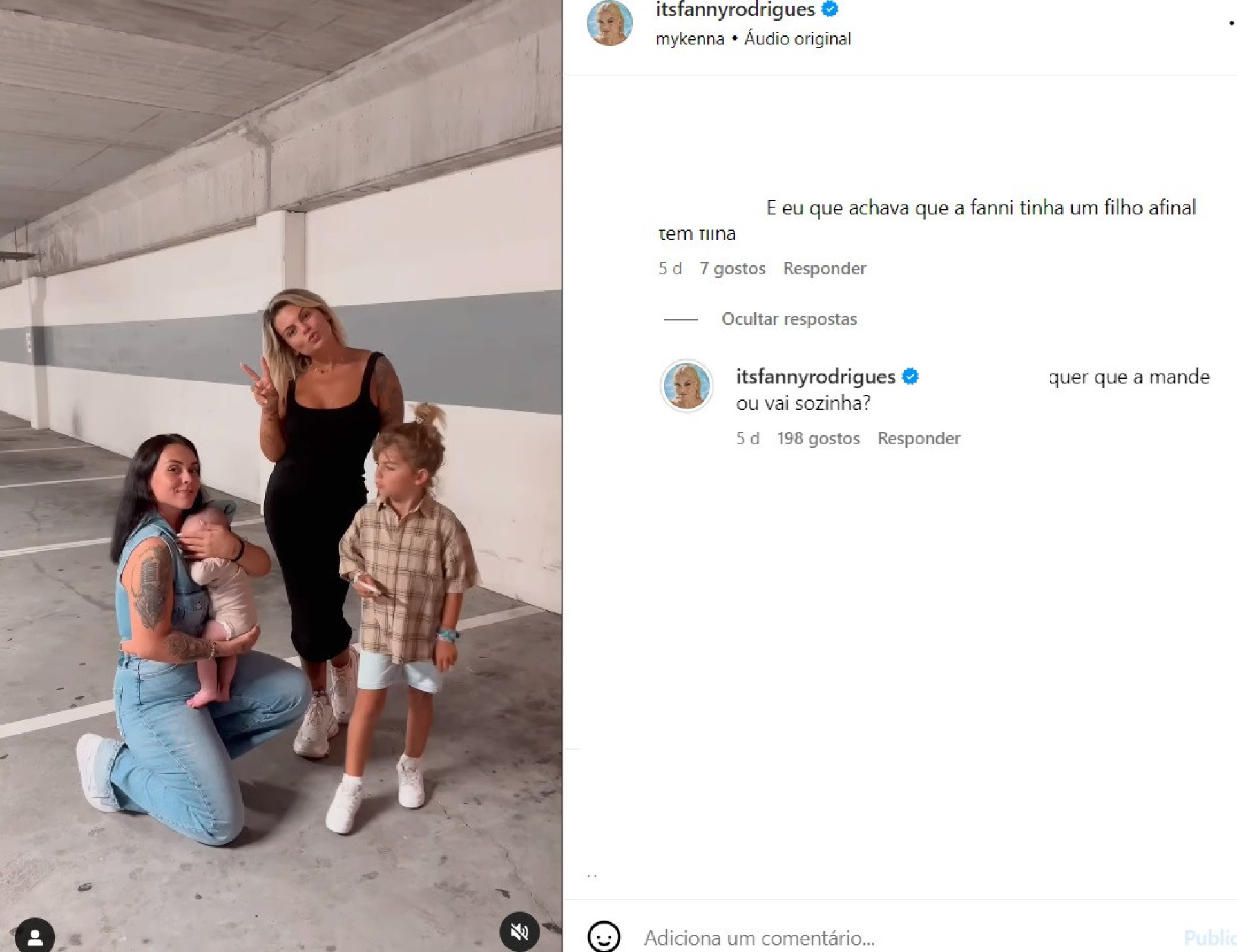 Fanny Rodrigues responde a comentário sobre filho. Cláudio Ramos reage