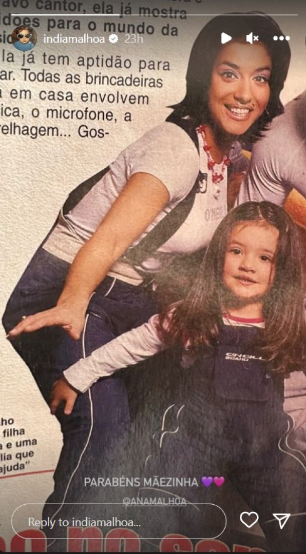 India Malhoa partilha 'tesourinho' no aniversário da mãe, Ana Malhoa
