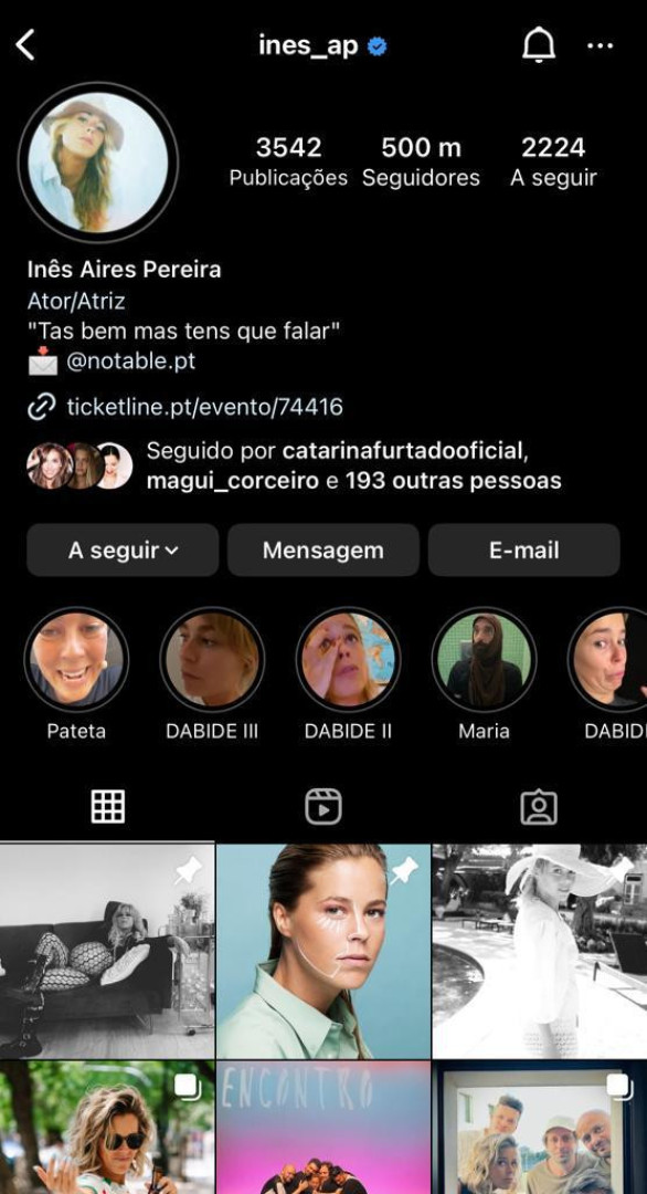 Inês Aires Pereira comemora conquista nas redes sociais