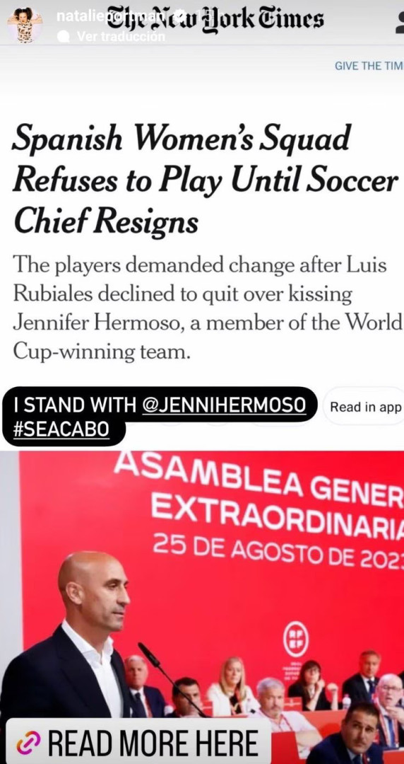 Natalie Portman "apoia" Jenni Hermoso após beijo polémico