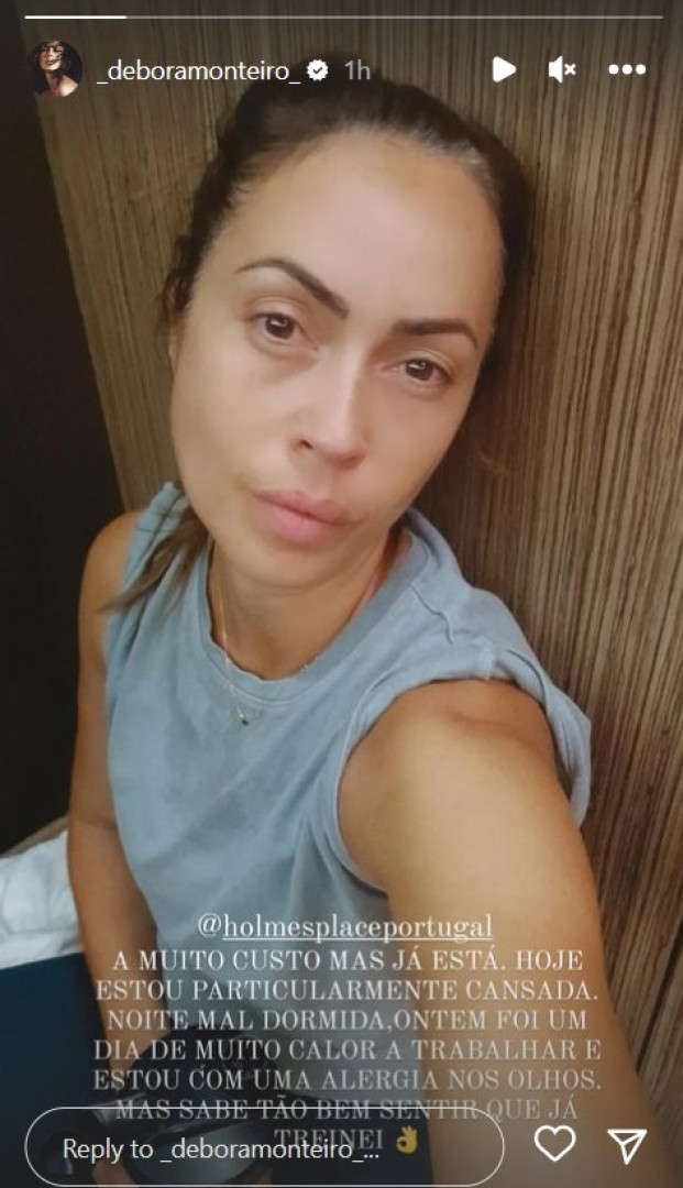 "Noite mal dormida" e "alergia nos olhos": O desabafo de Débora Monteiro
