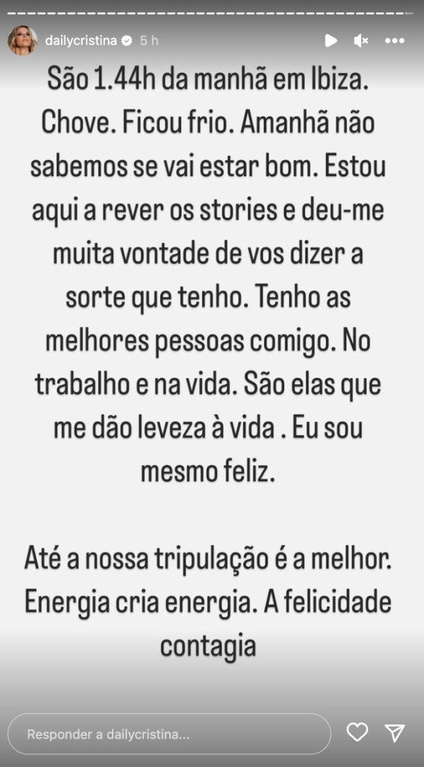 "Tenho as melhores pessoas comigo. Eu sou mesmo feliz"