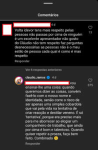 "Volta Idevor. Não gosto do Cláudio". Apresentador reage a crítica