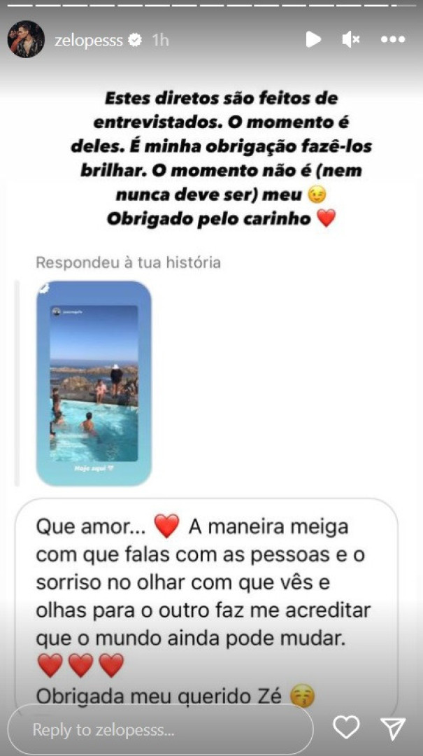 Zé Lopes: "Estes diretos são feitos de entrevistados. O momento é deles"