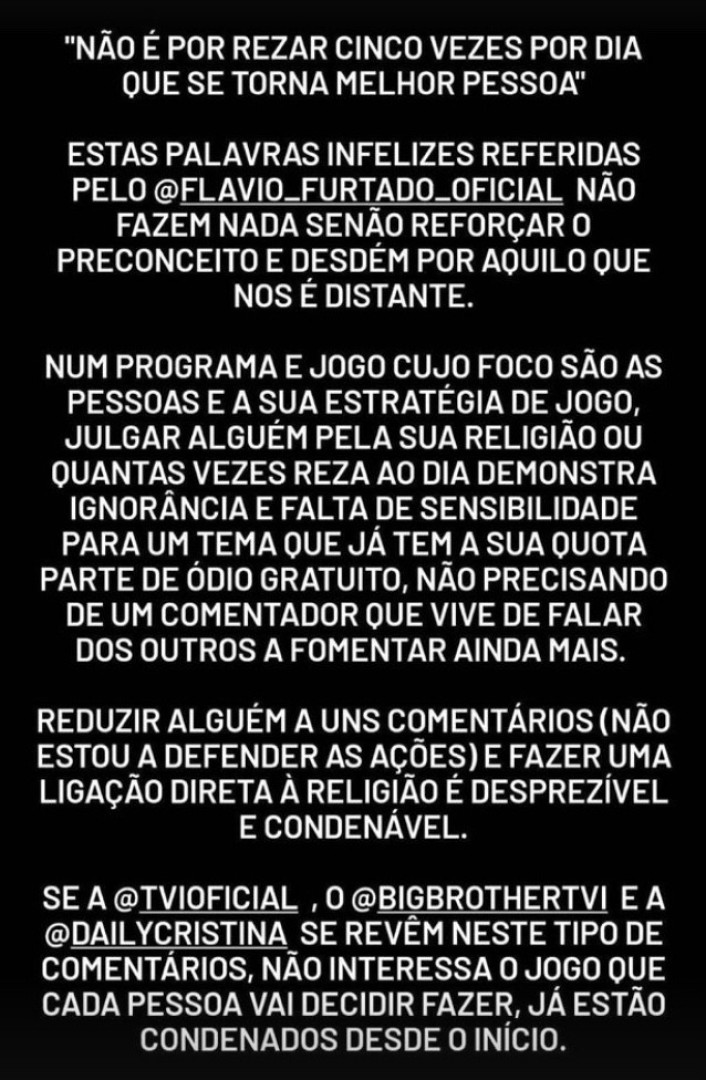 ‘Big Brother’. Família de Ossman critica palavras de Flávio Furtado