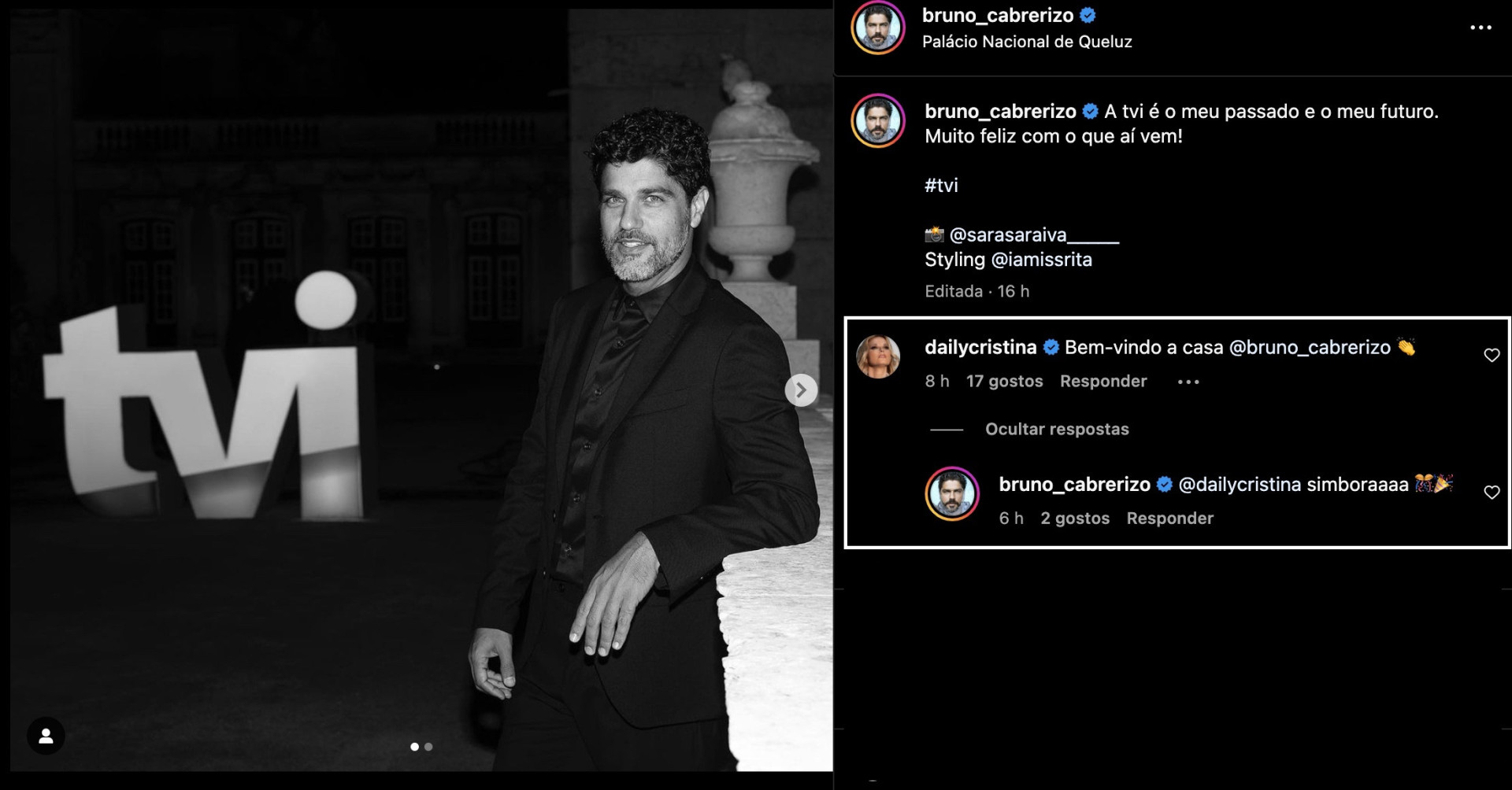 Bruno Cabrerizo anuncia regresso à TVI. Cristina Ferreira reage