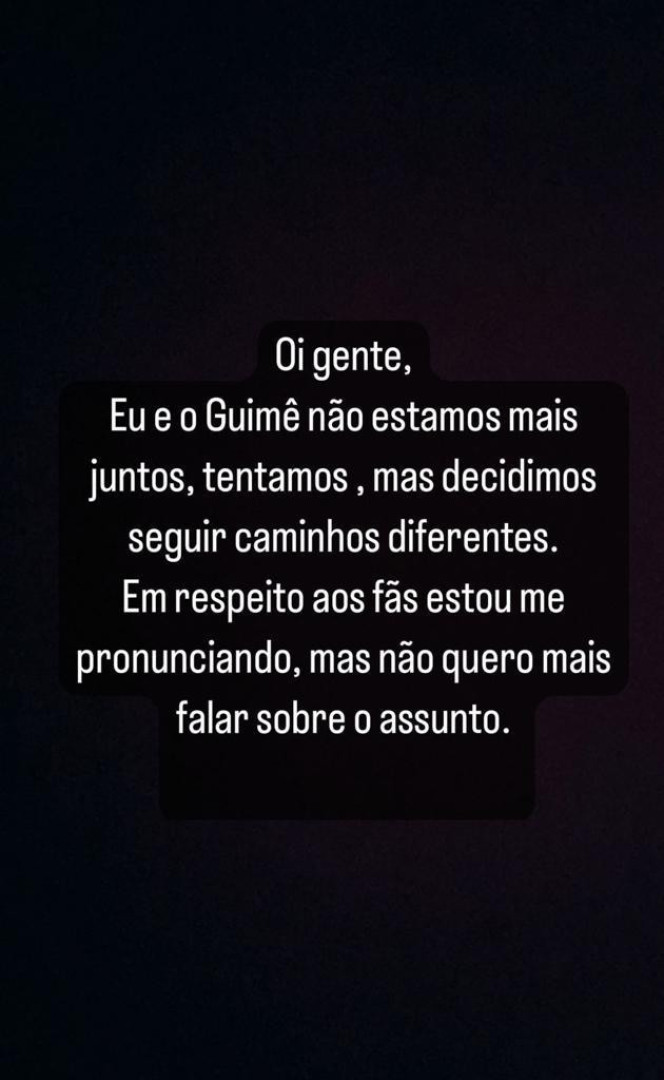 Cantora Lexa anuncia separação de MC Guimê