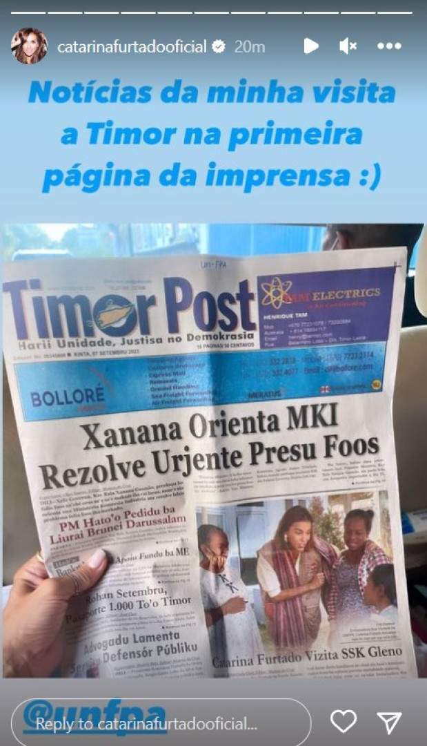 Catarina Furtado é capa de jornal em Timor