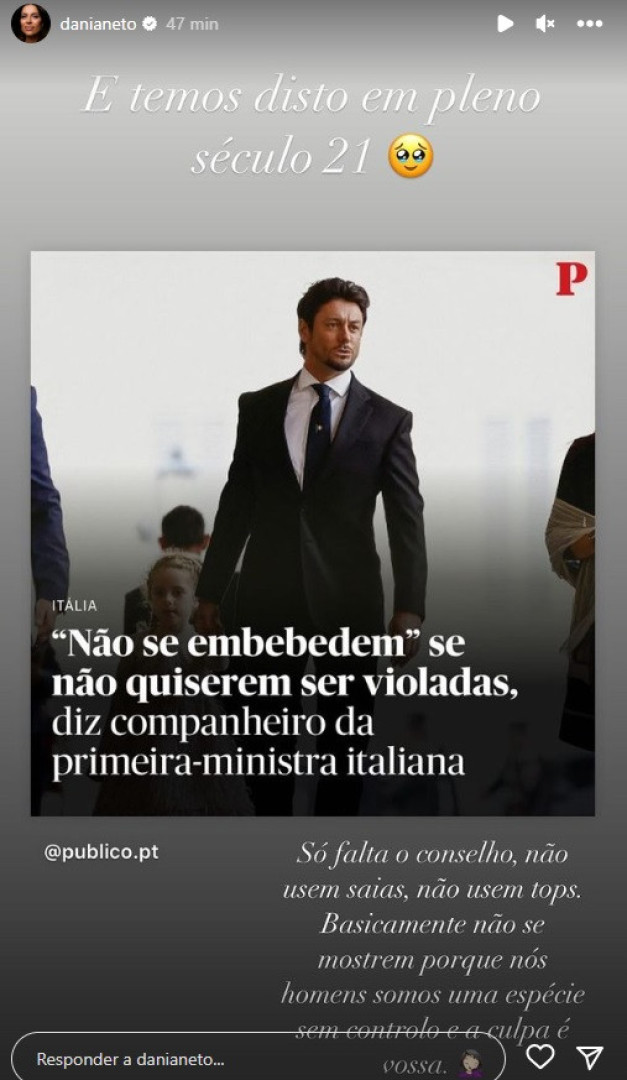Dânia Neto contra marido da primeira-ministra italiana