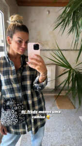 Fanny Rodrigues usa camisa do namorado, Jorge Frade