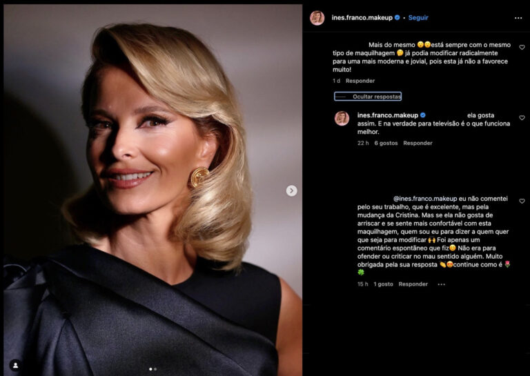 "Não a favorece". Maquilhadora de Cristina Ferreira responde a crítica